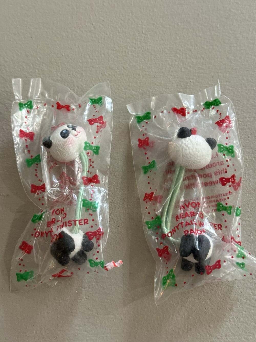 Vintage 90s New Avon Panda Ponytail Twisters Hair Elastic Bear Charm